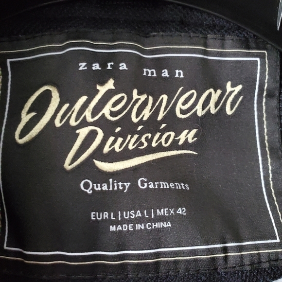 Zara men's varsity style jacket navy  and white size large - Picture 3 of 8